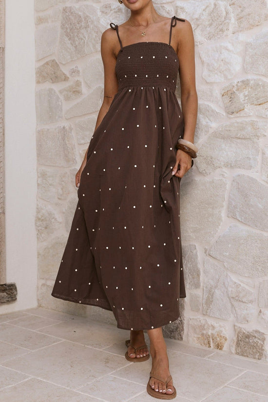 Polka Dot Spaghetti Strap Maxi Dress