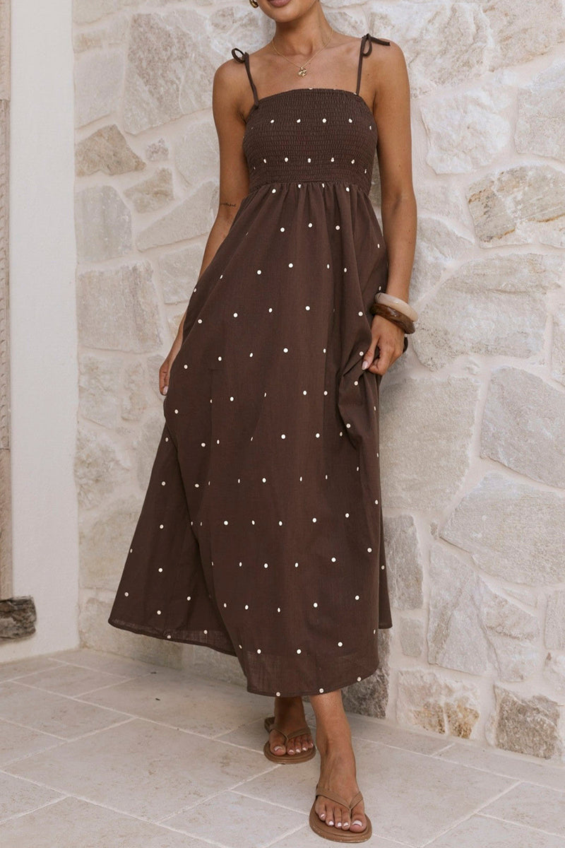 Polka Dot Spaghetti Strap Maxi Dress