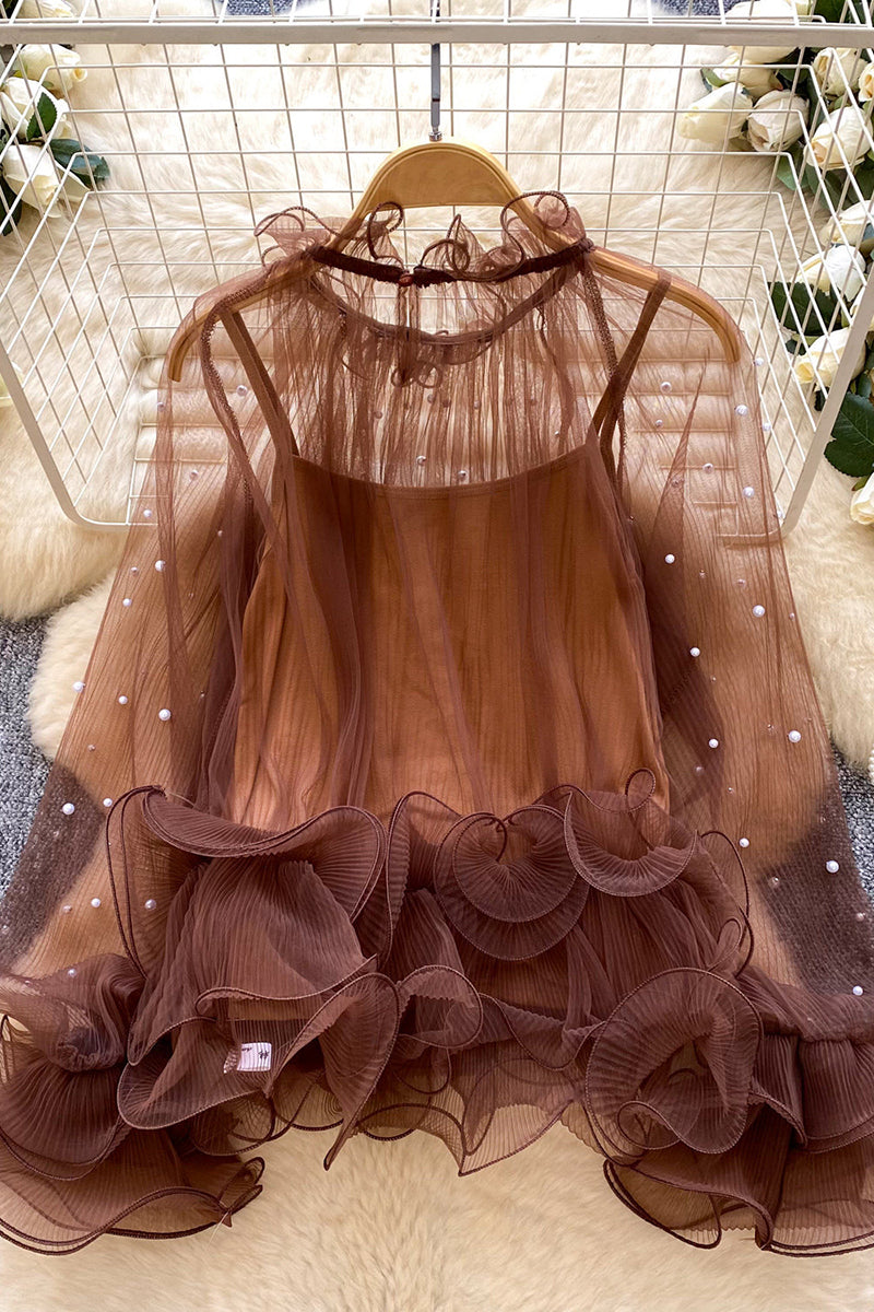 Elegant Ruffled Sheer Blouse