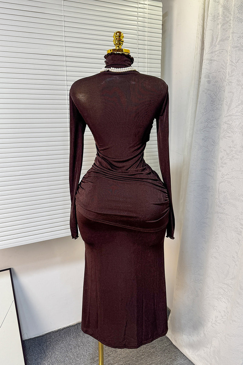 Long Sleeve Ruched Bodycon Dress