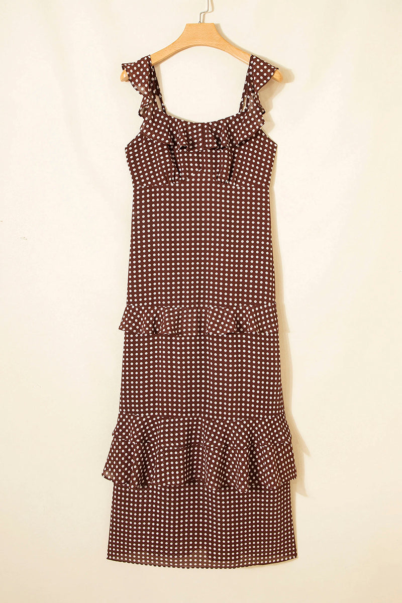 Polka Dot Ruffled Tiered Maxi Dress