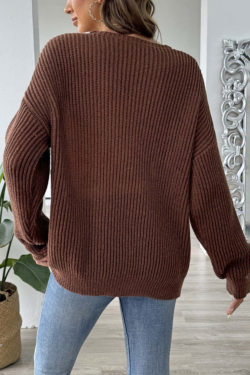 V-Neck Pearl Accent Sweater