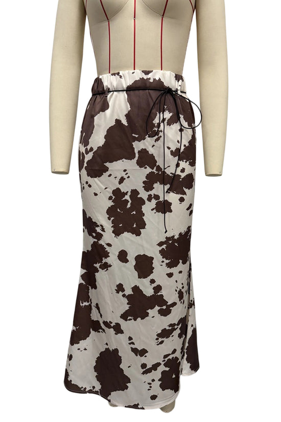 Abstract Print Midi Skirt