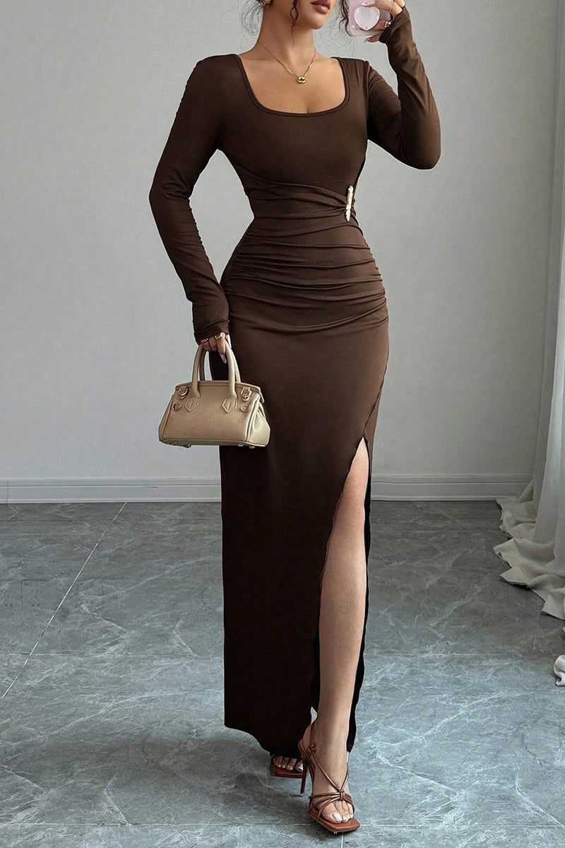 Elegant Long Sleeve Casual Maxi Dress