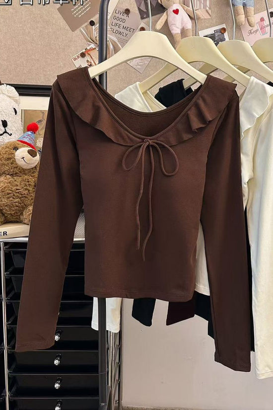 Stylish Long Sleeve Bow-Knot Top