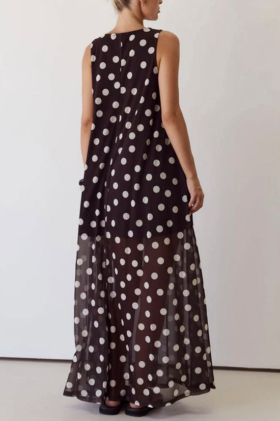 Polka Dot Sleeveless Maxi Dress