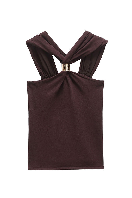 Twist Neck Sleeveless Tank Top