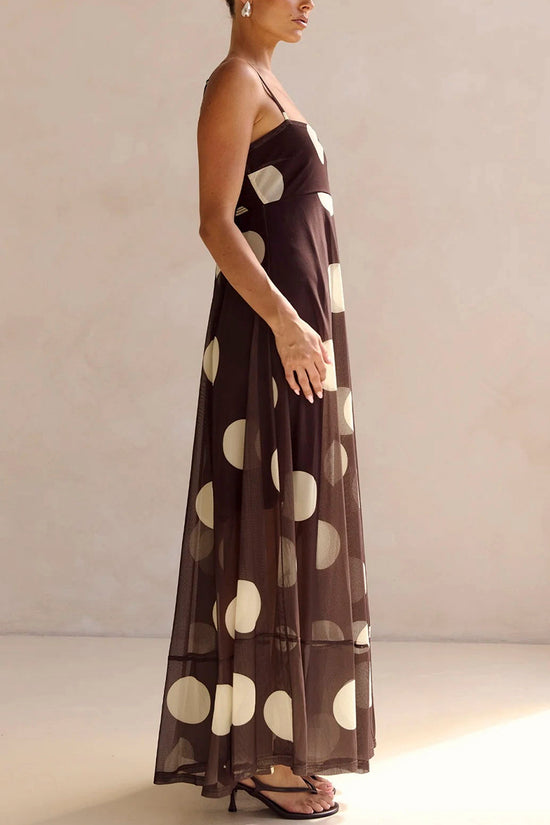 Polka Dot Sleeveless Maxi Dress