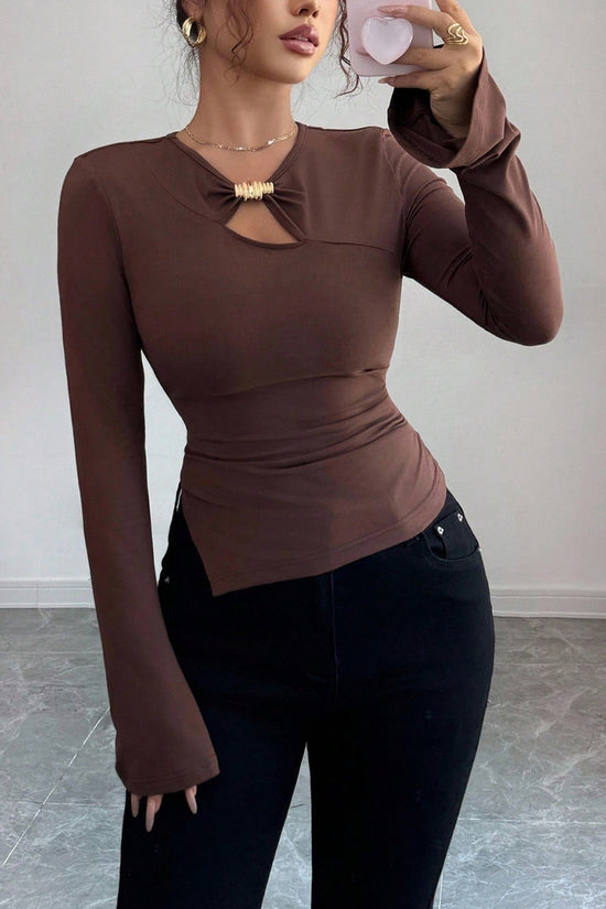 Elegant Twist Detail Long Sleeve Top