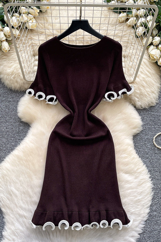 Elegant Ruffle Trim Casual Dress