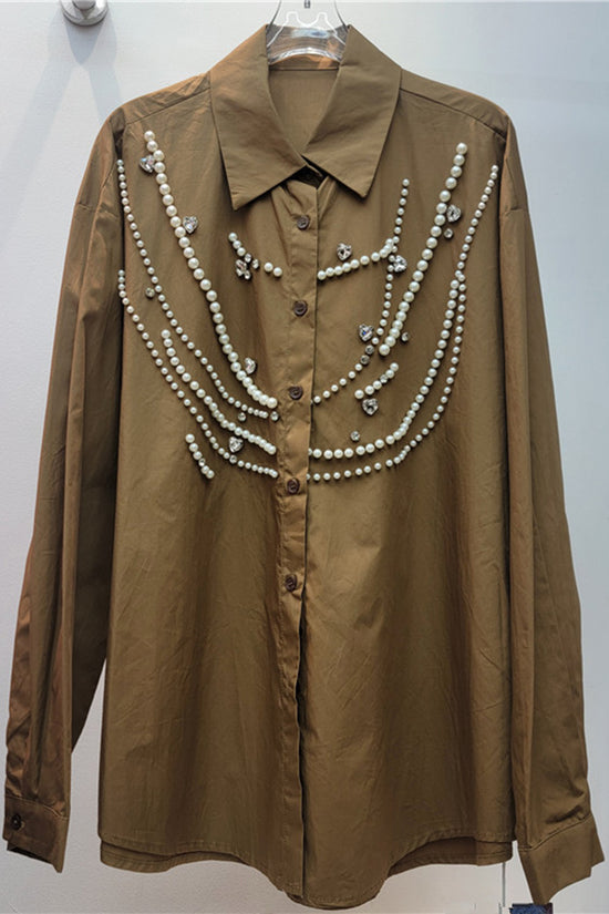 Embellished Button-Up Blouse