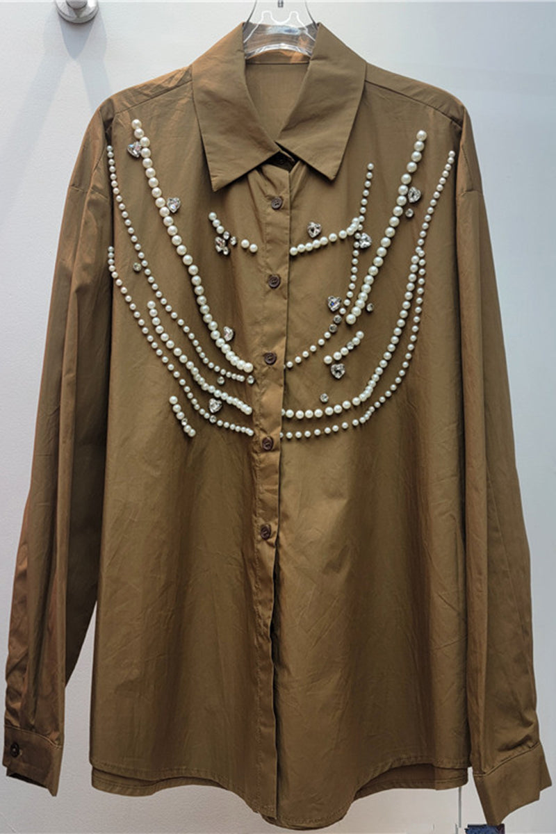 Embellished Button-Up Blouse