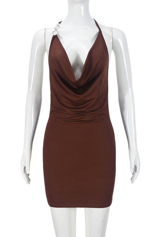 Deep V-Neck Sleeveless Bodycon Dress