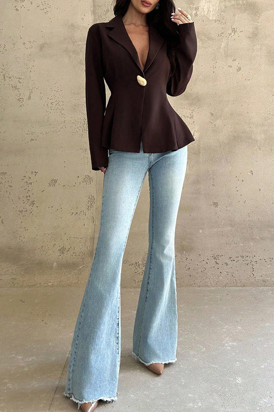 Chic Single-Button Peplum Blazer
