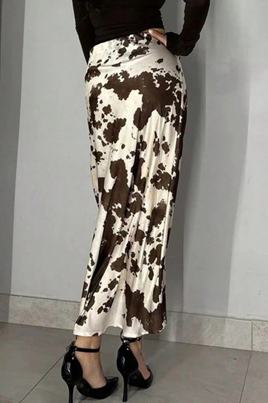 Abstract Print Midi Skirt