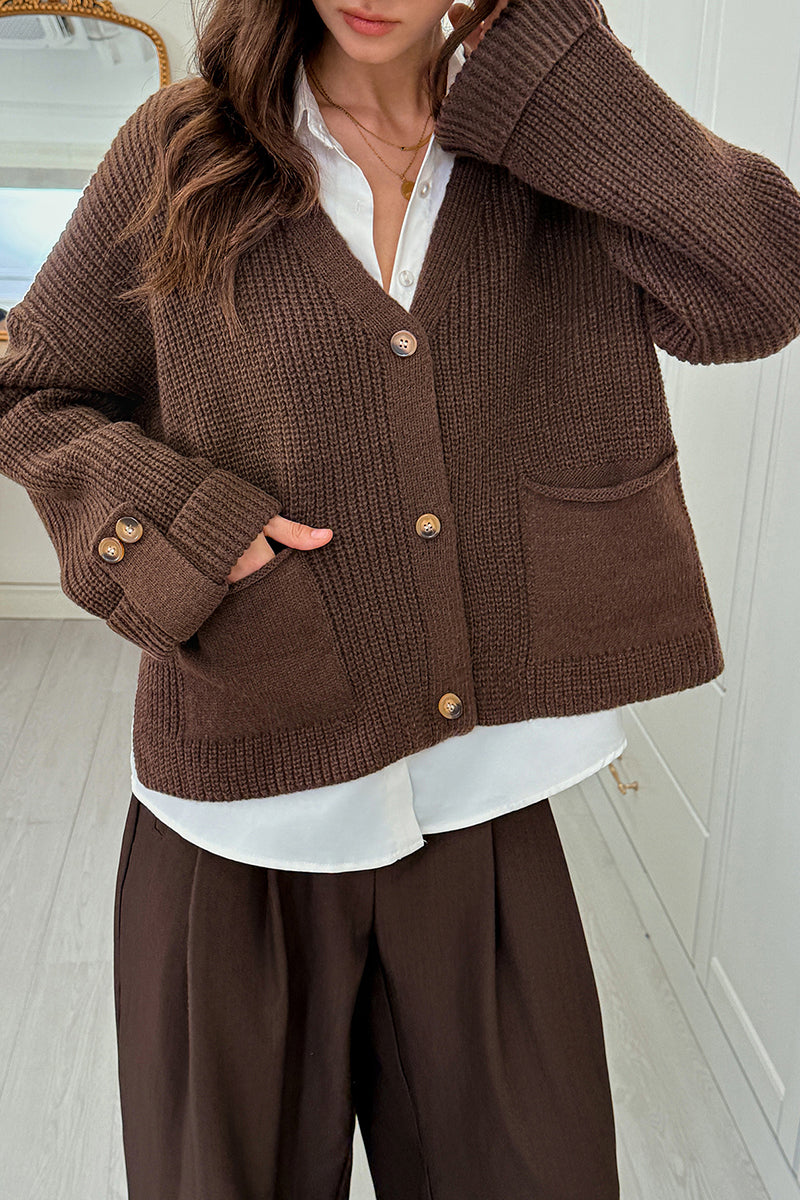Button-Up Cardigan with Pockets
