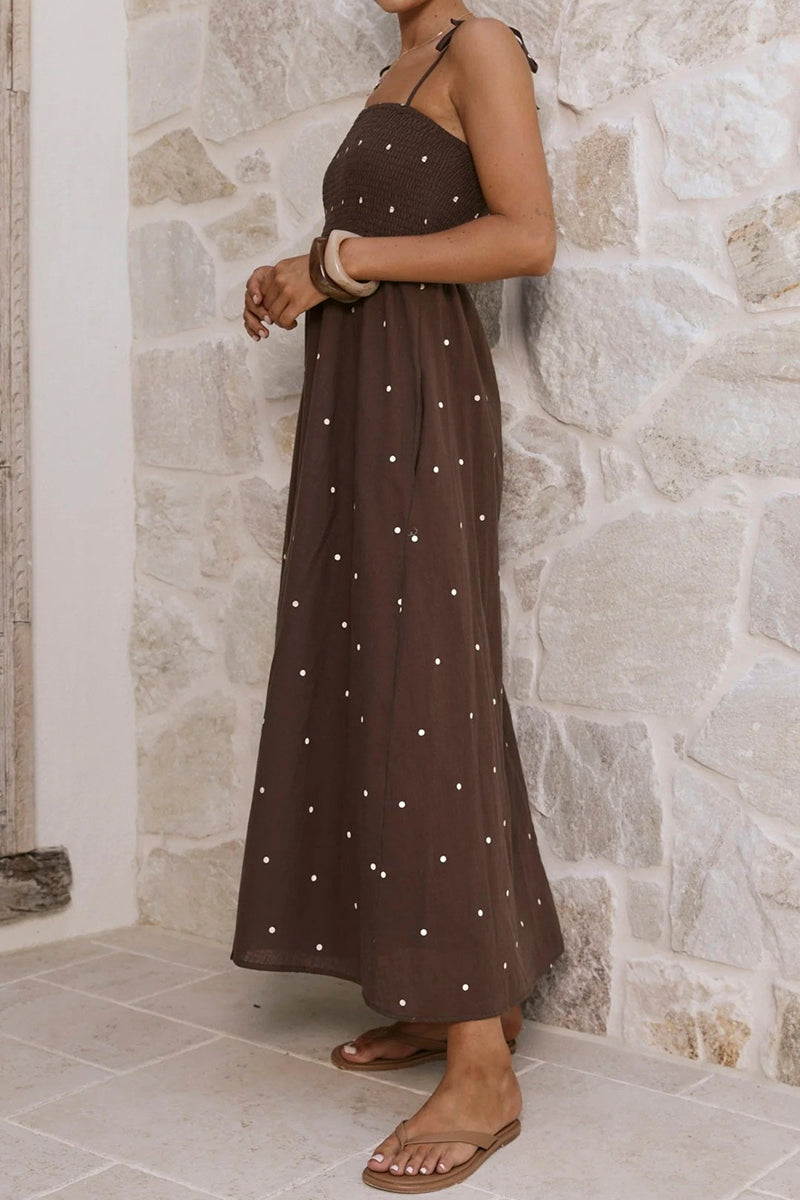 Polka Dot Spaghetti Strap Maxi Dress