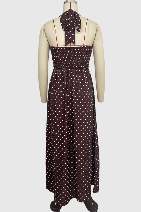 Polka Dot Halter Neck Casual Dress