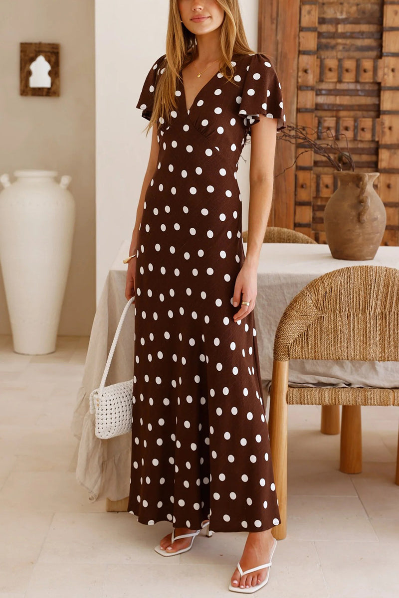 Polka Dot Smocked Maxi Dress