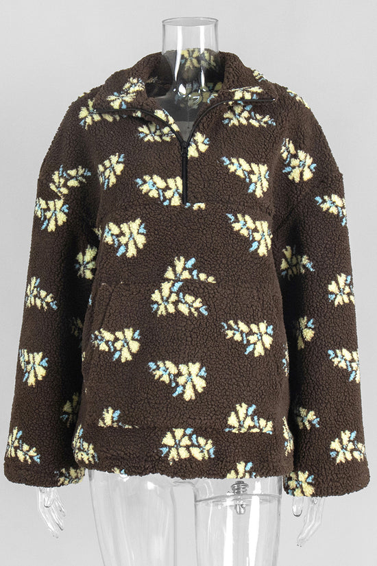 Floral Zip-Up Fleece Jacket