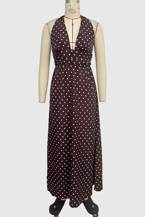 Polka Dot Halter Neck Casual Dress