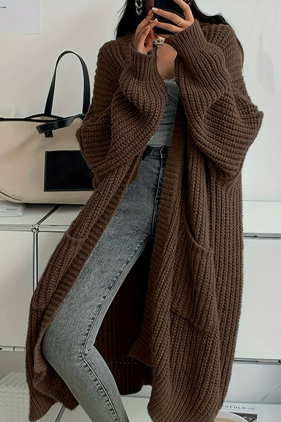 Oversized Open-Front Knit Cardigan