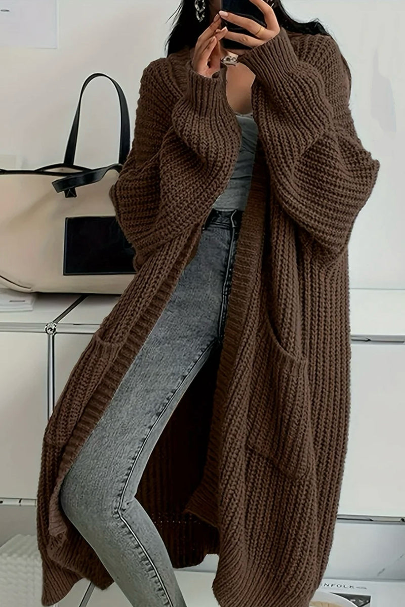 Oversized Open-Front Knit Cardigan