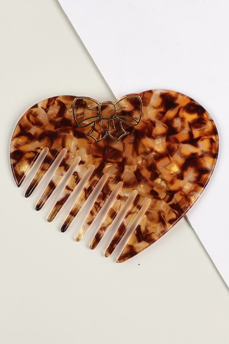 Heart-Shaped Bow Accent Hair Comb