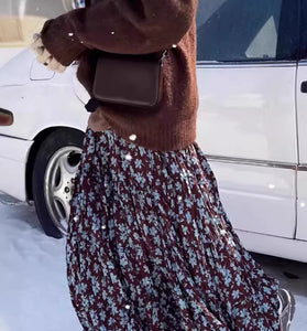 Floral Pleated Maxi Skirt