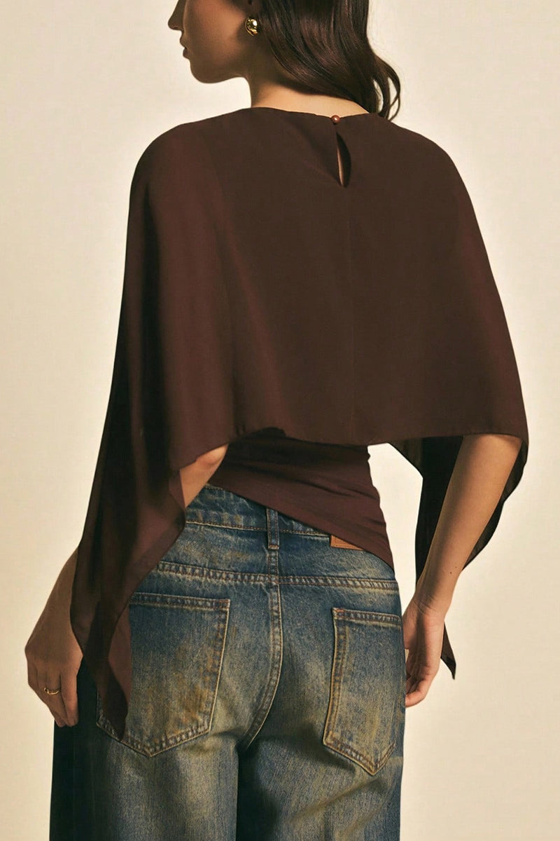 Elegant Cape Sleeve Top