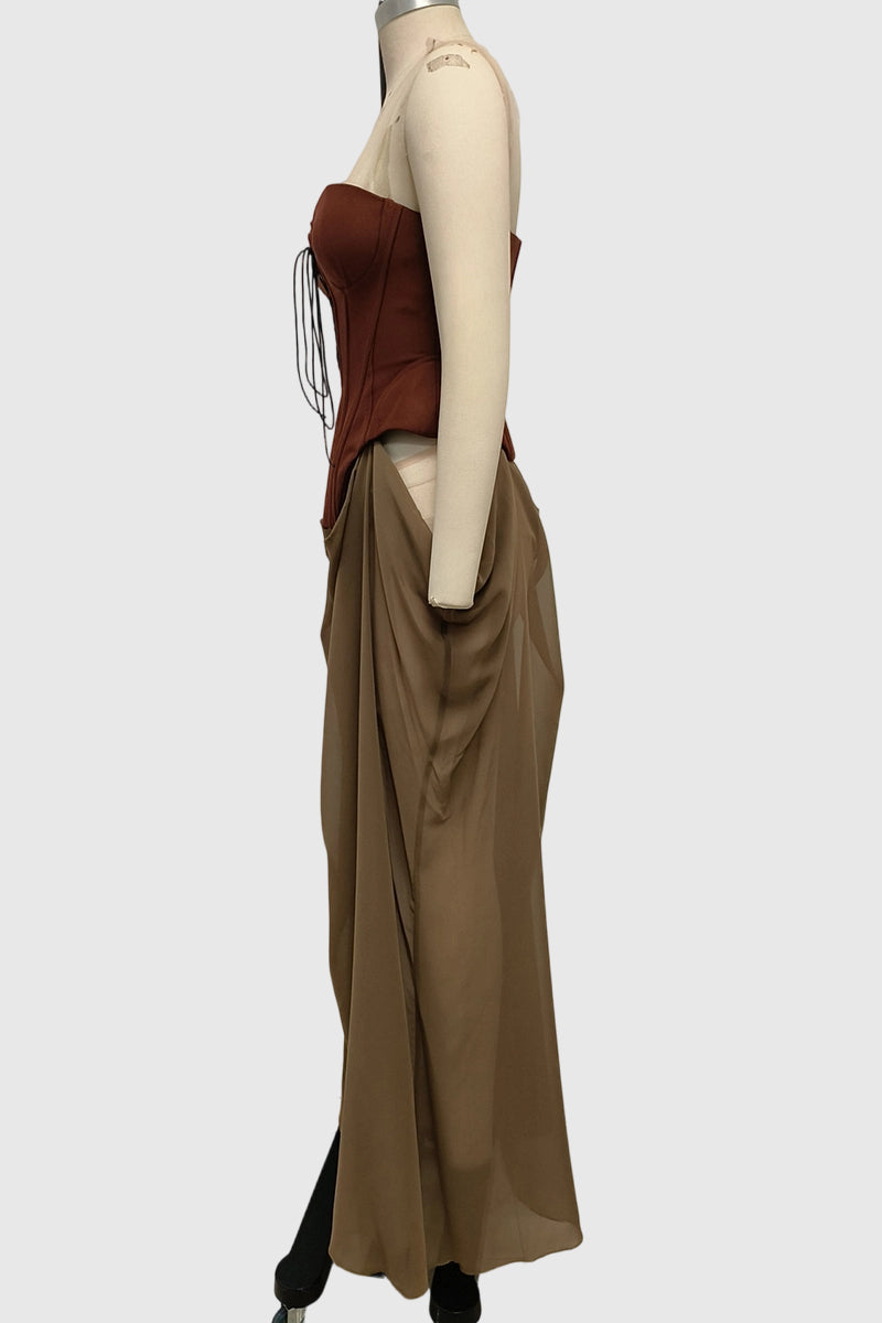 Corset Draped Evening Gown