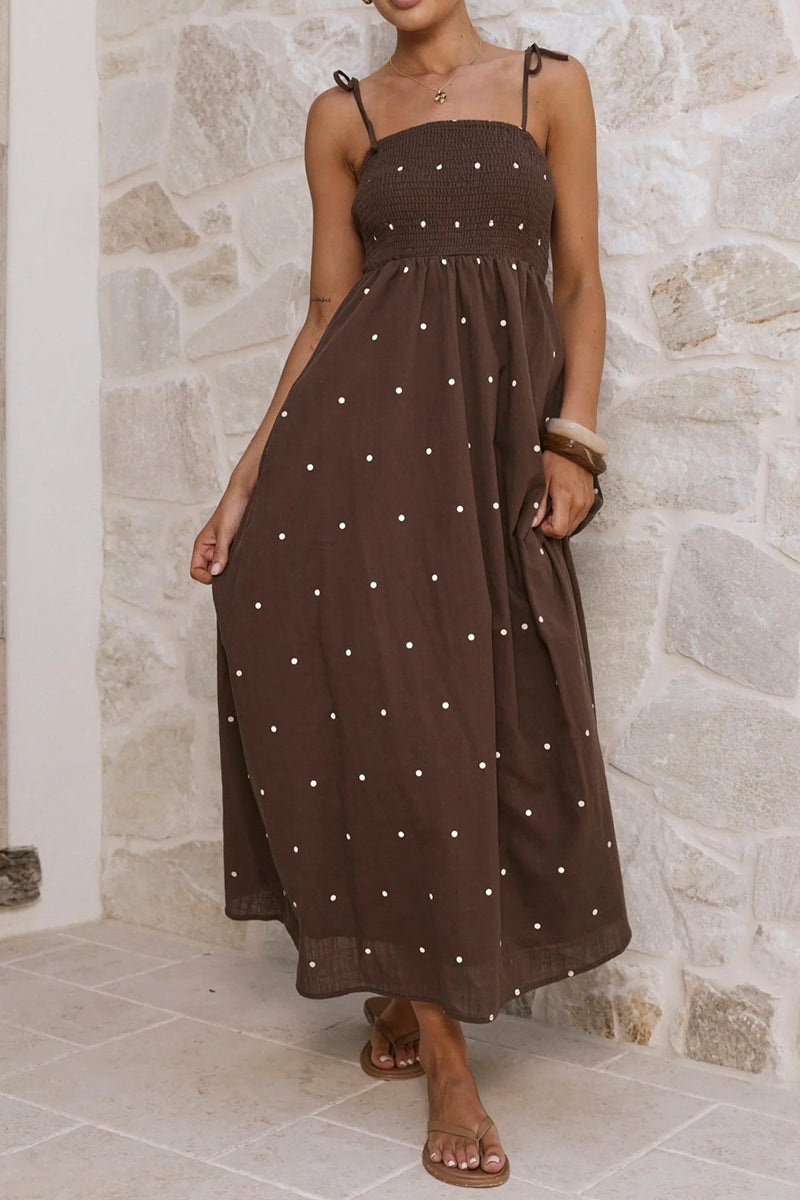 Polka Dot Spaghetti Strap Maxi Dress