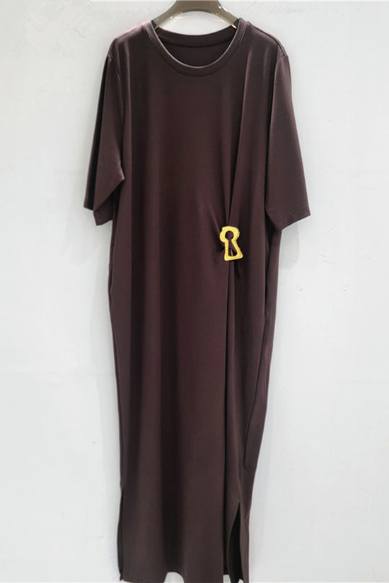 Keyhole Accent Loose T-Shirt Dress