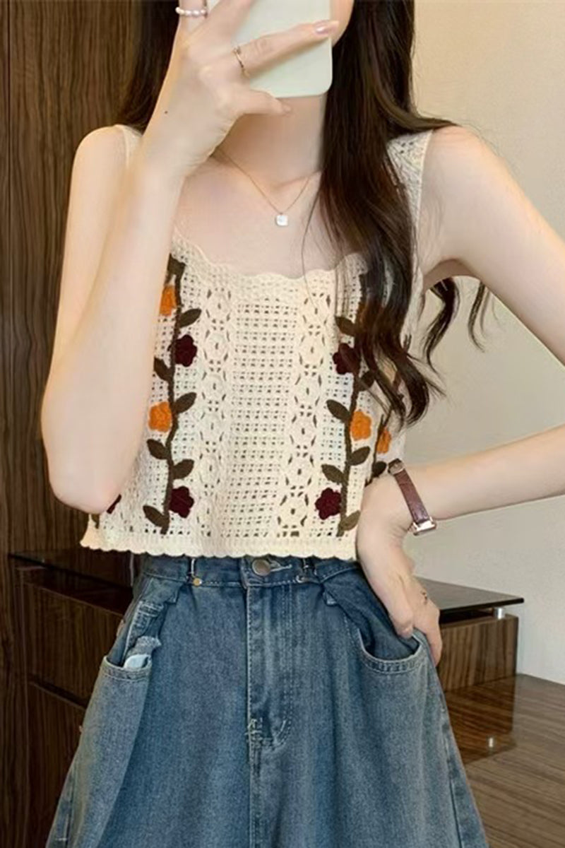 Floral Crochet Patchwork Tank Top