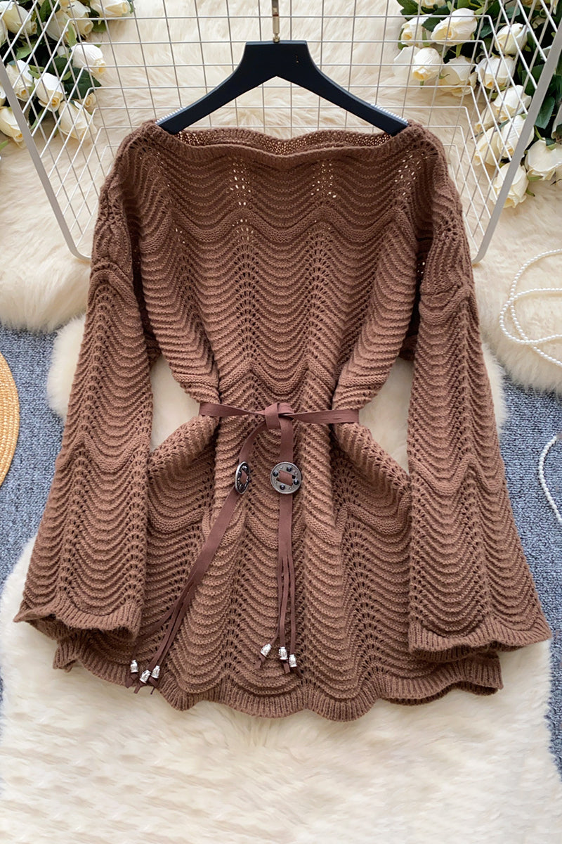 Wave Pattern Knit Sweater