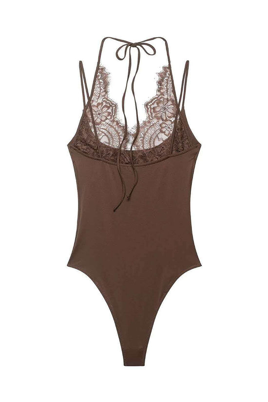 Elegant Lace Backless Bodysuit