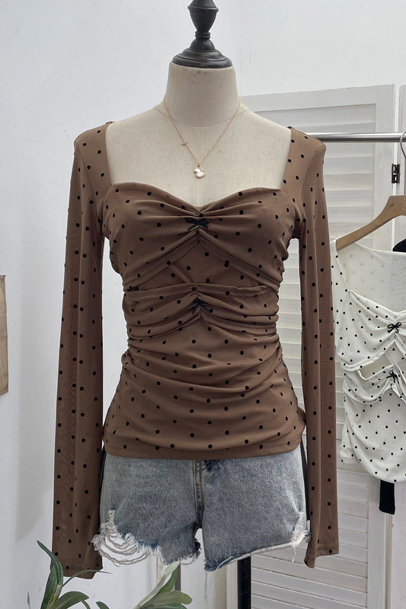 Sweetheart Ruched Long Sleeve Top