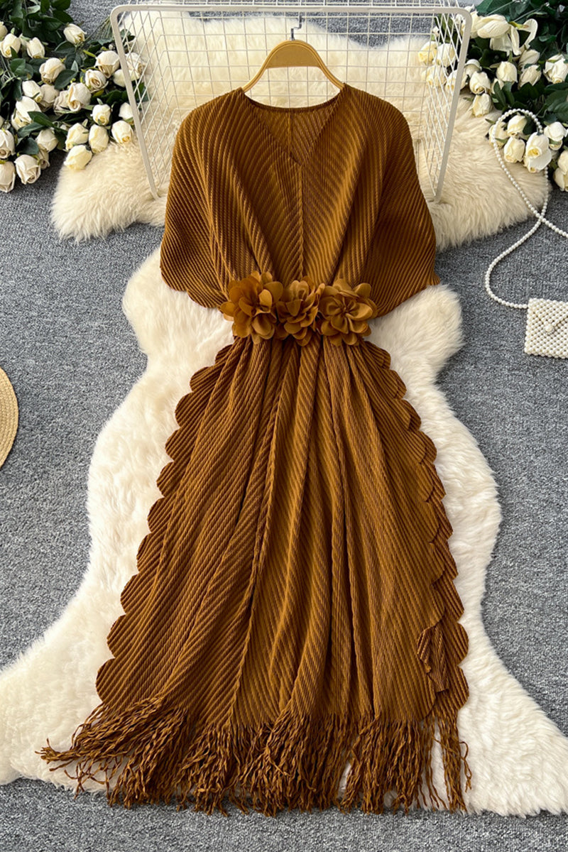 Floral Embellished Fringe Casual Dress