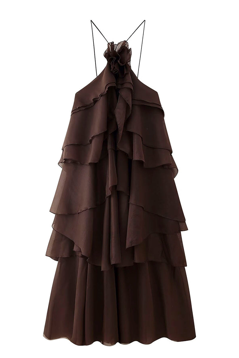 Layered Ruffle Halter Dress