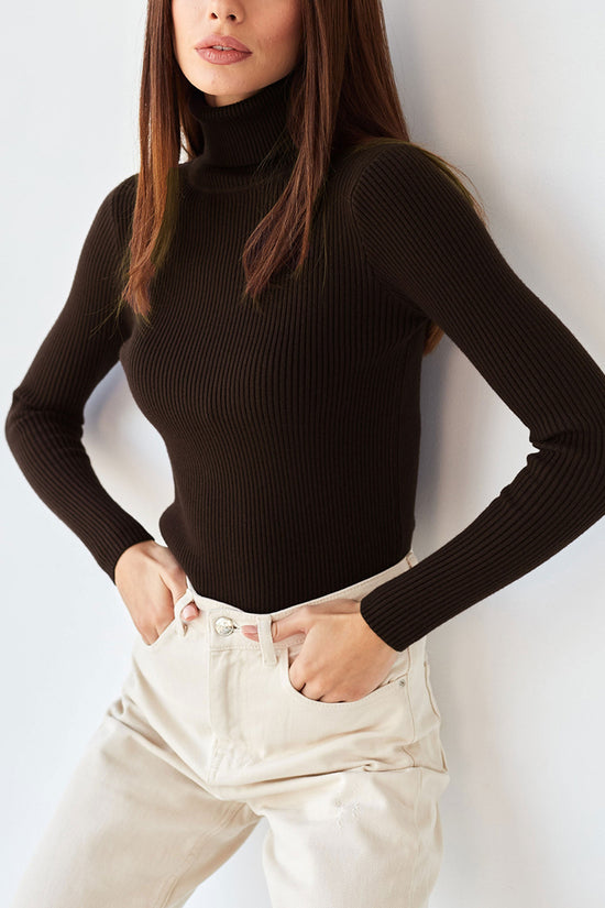Ribbed High Neck Sweater