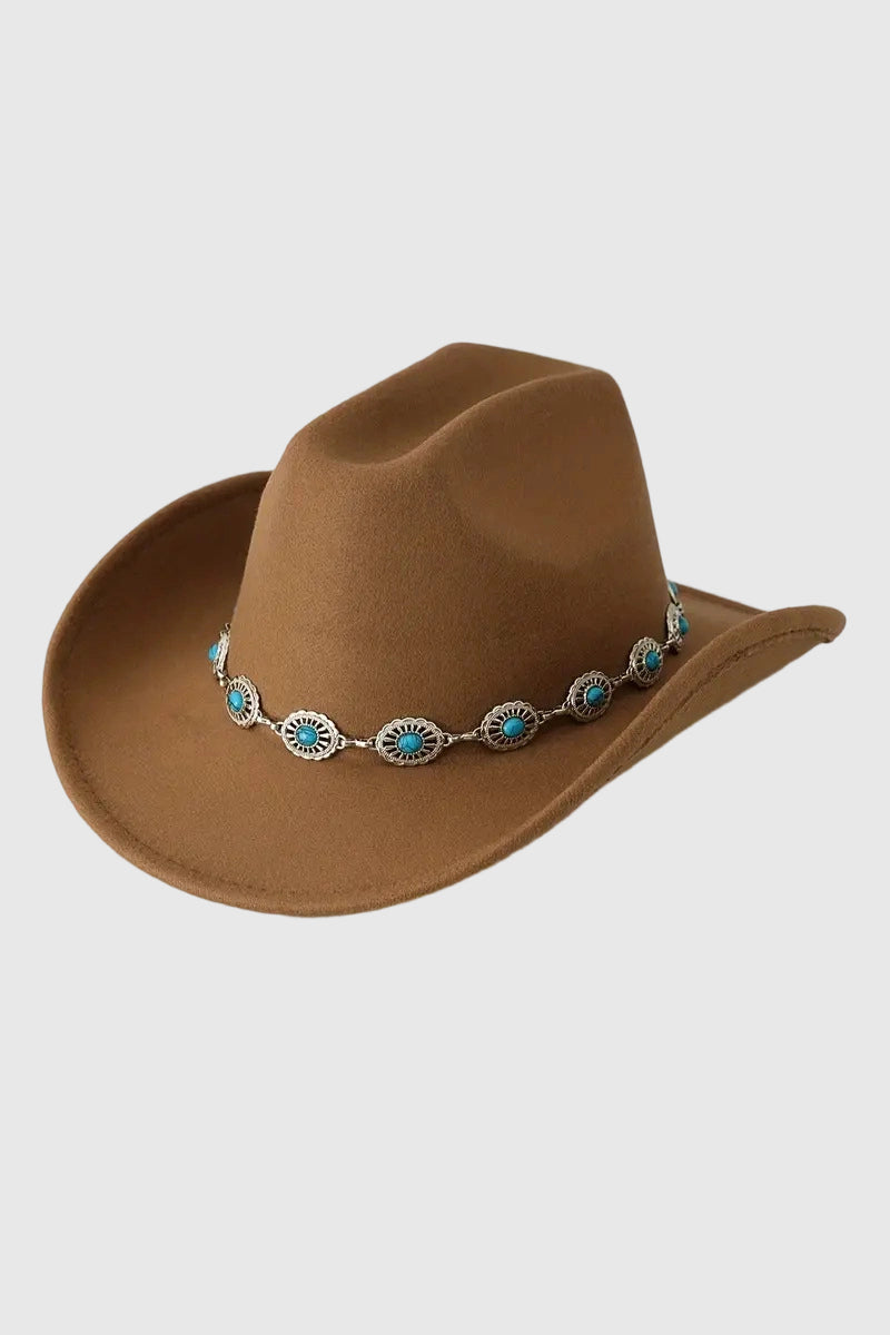 Western-Inspired Gemstone-Embellished Hat