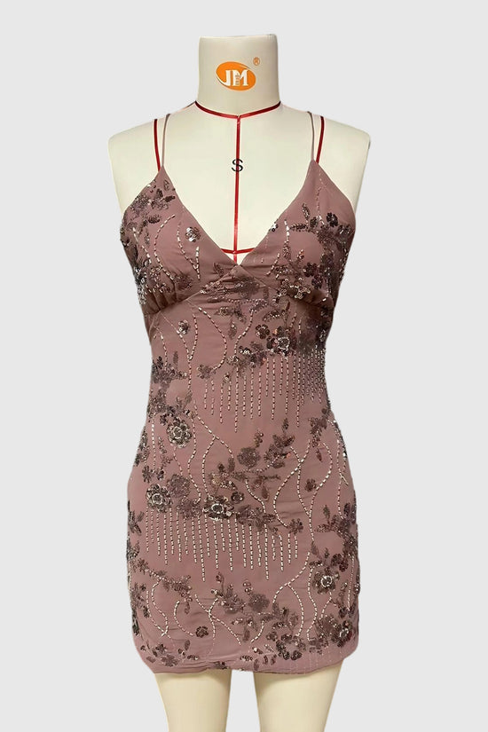 Embellished Spaghetti Strap Mini Dress