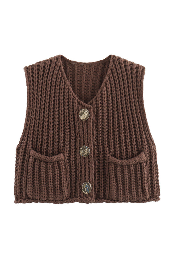 Textured Button-Up Sweater Vest