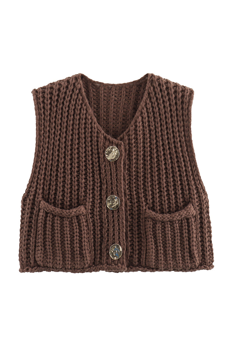 Textured Button-Up Sweater Vest