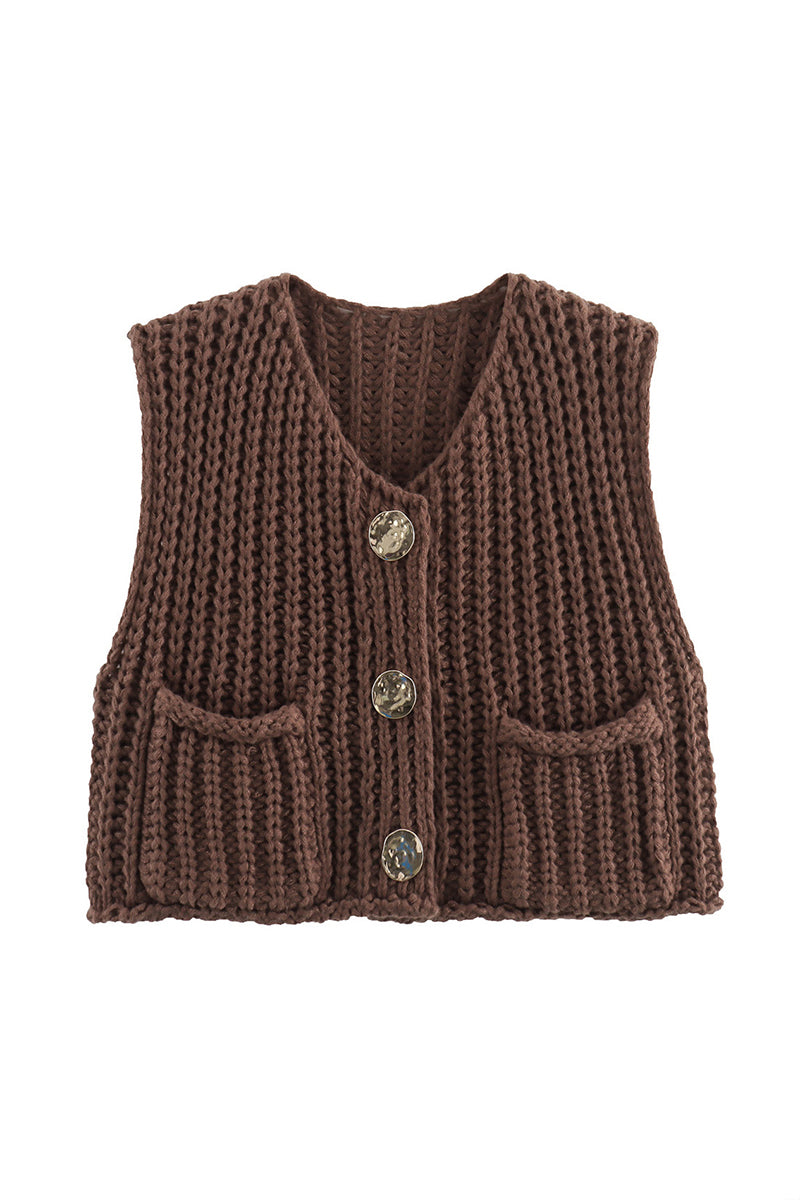 Button-Up Knitted Sweater Vest