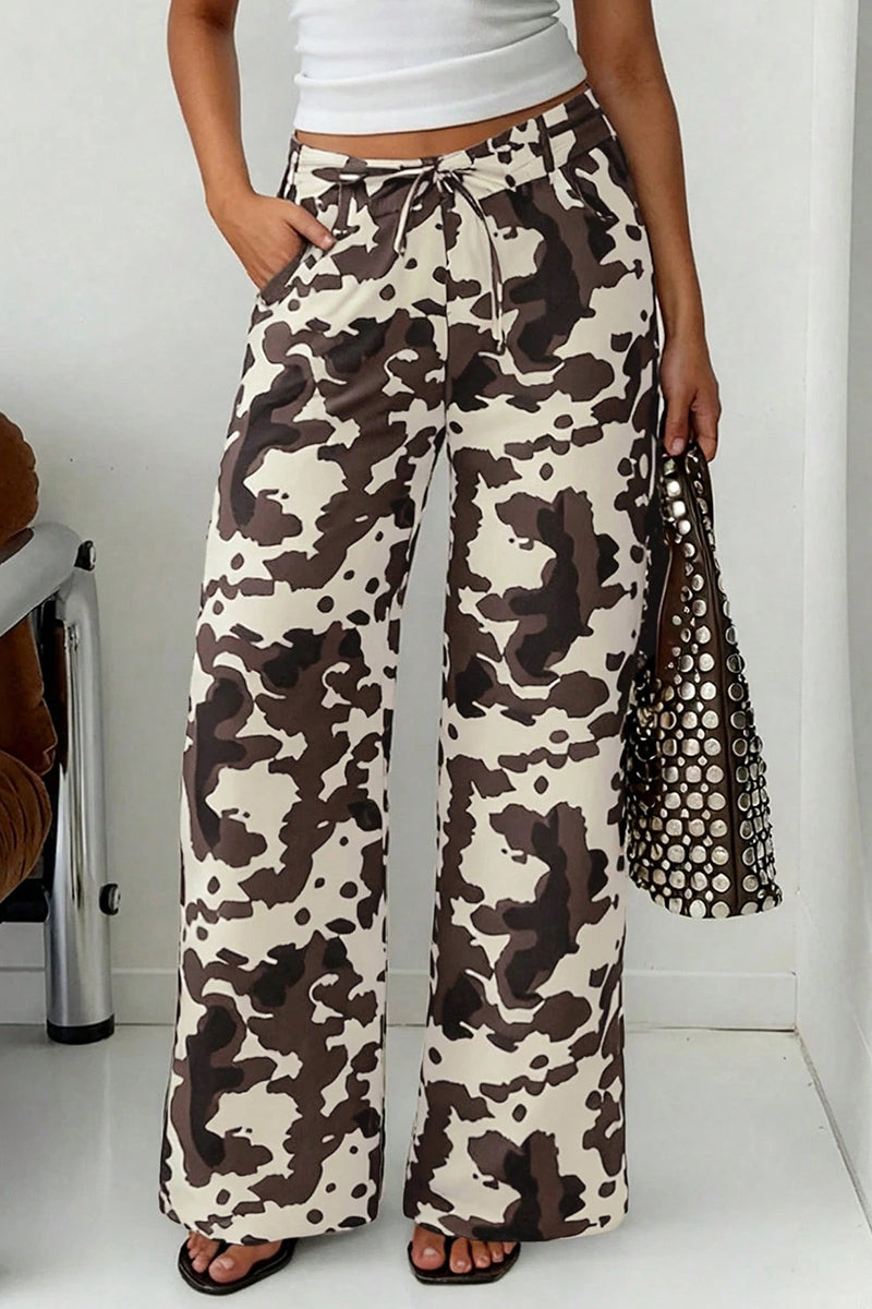 Camouflage Wide-Leg Straight Jeans