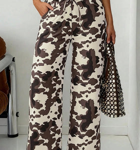 Camouflage Wide-Leg Straight Jeans