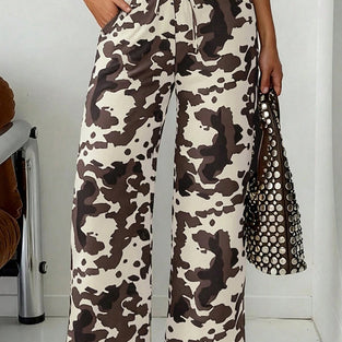 Camouflage Wide-Leg Straight Jeans