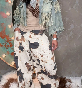 Printed Barrel-Leg Statement Jeans
