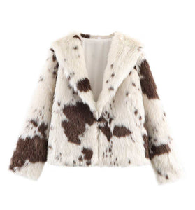 Animal Print Plush Coat